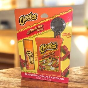 NEW IN PKG Flamin' Hot Cheetos Lip Balm & Keychain Holder Set